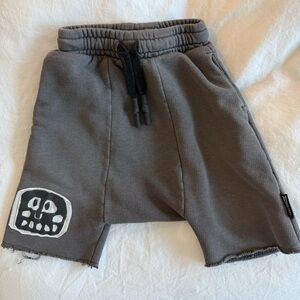 Nununu drop crotch distressed grey shorts 12-18mo